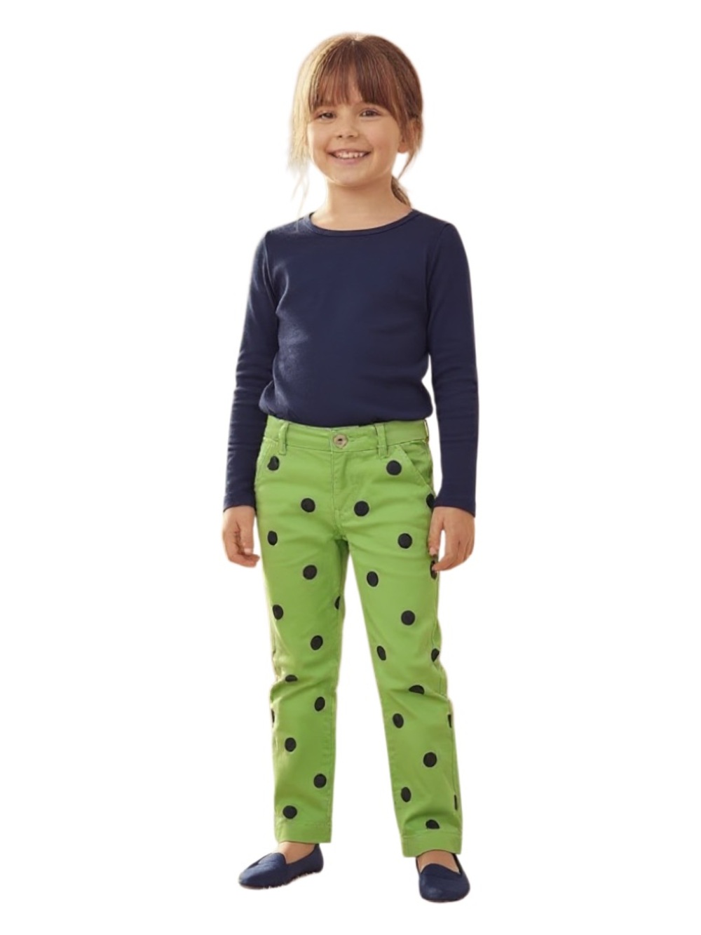 CREWCUTS J Crew Girls Size 8 Green Blue Polka Dot Twill Pants R $69